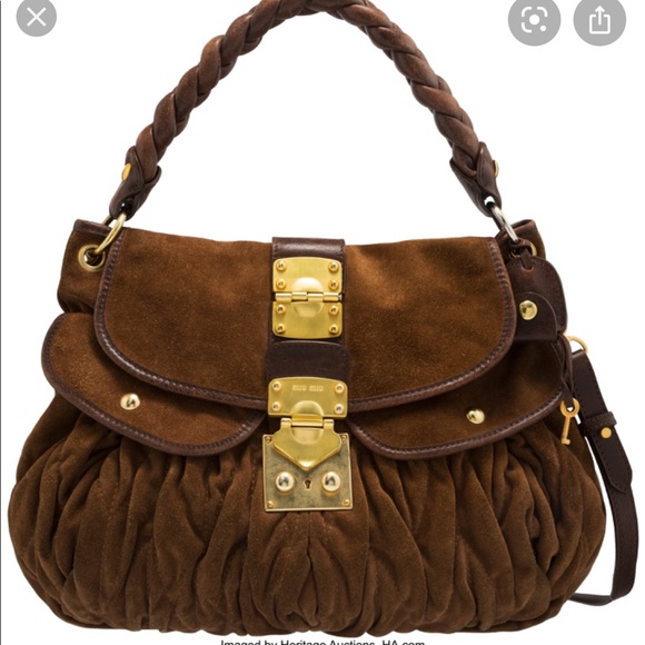 Miu Miu Handbags - Miu Miu Matelasse pleated coffer suede